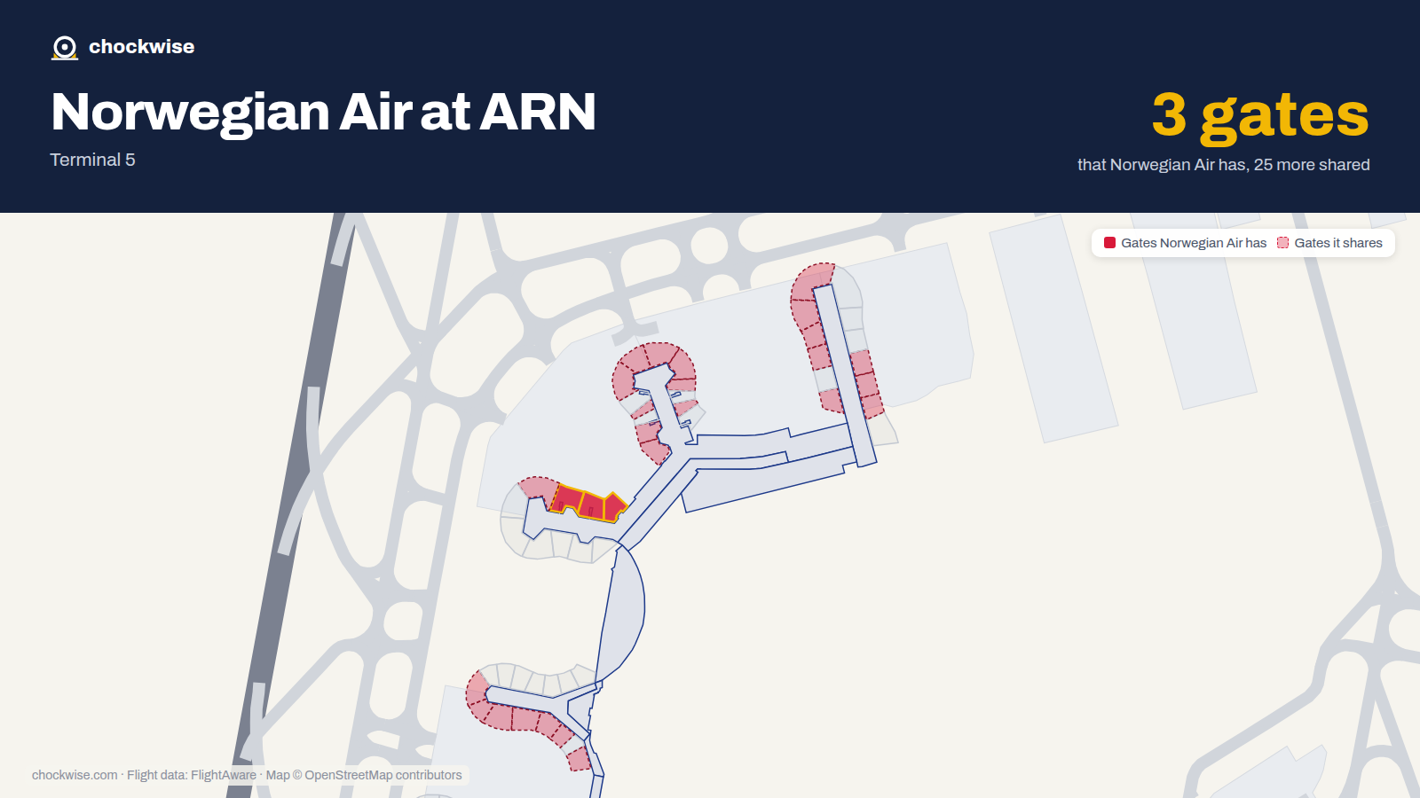 Map of ARN with the gates Norwegian Air Shuttle uses highlighted: D12, D14 and D16.