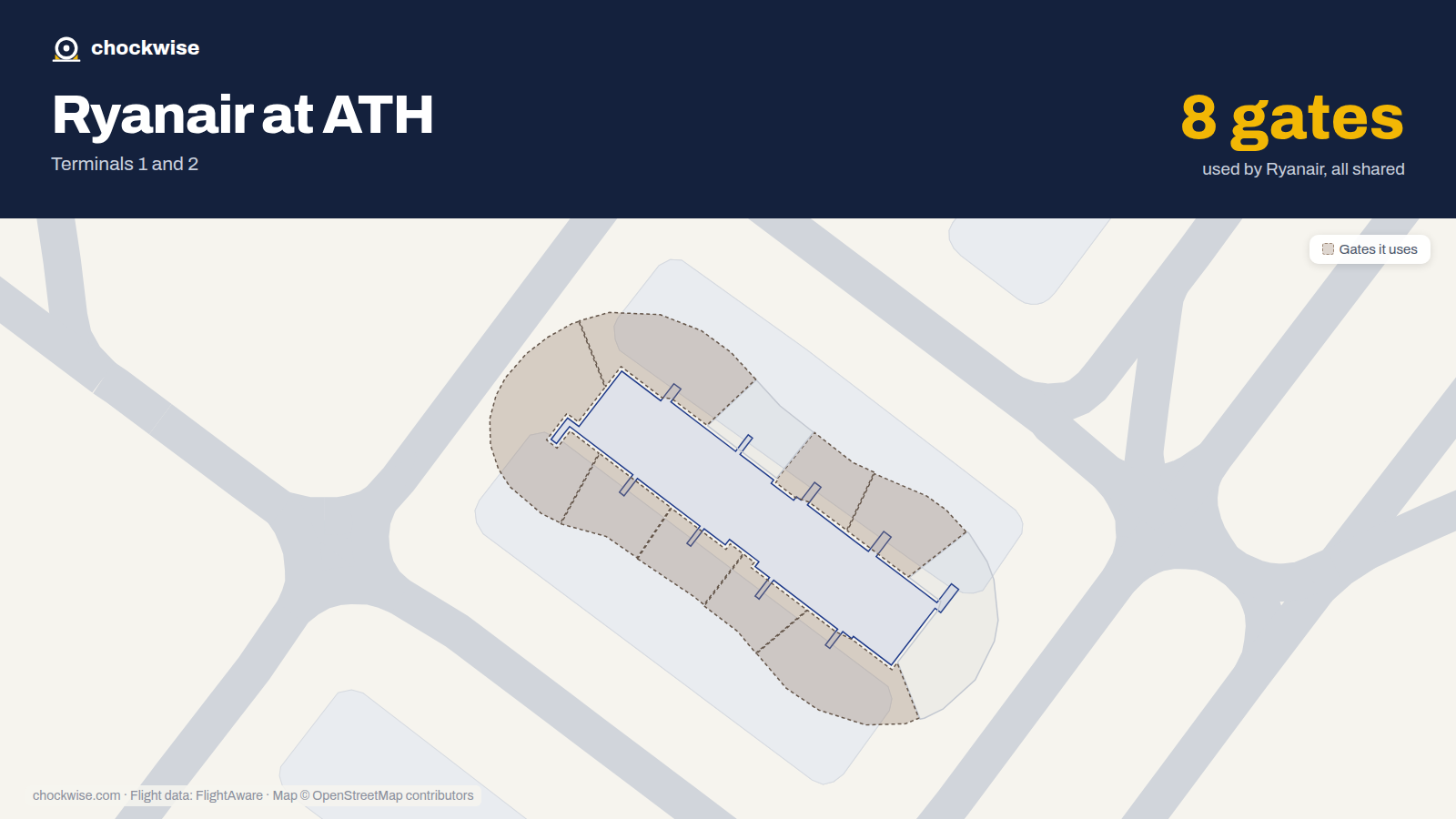 Map of ATH with the gates Ryanair uses highlighted: C31, C32, C33, C34, C35, C37, C38 and C39.
