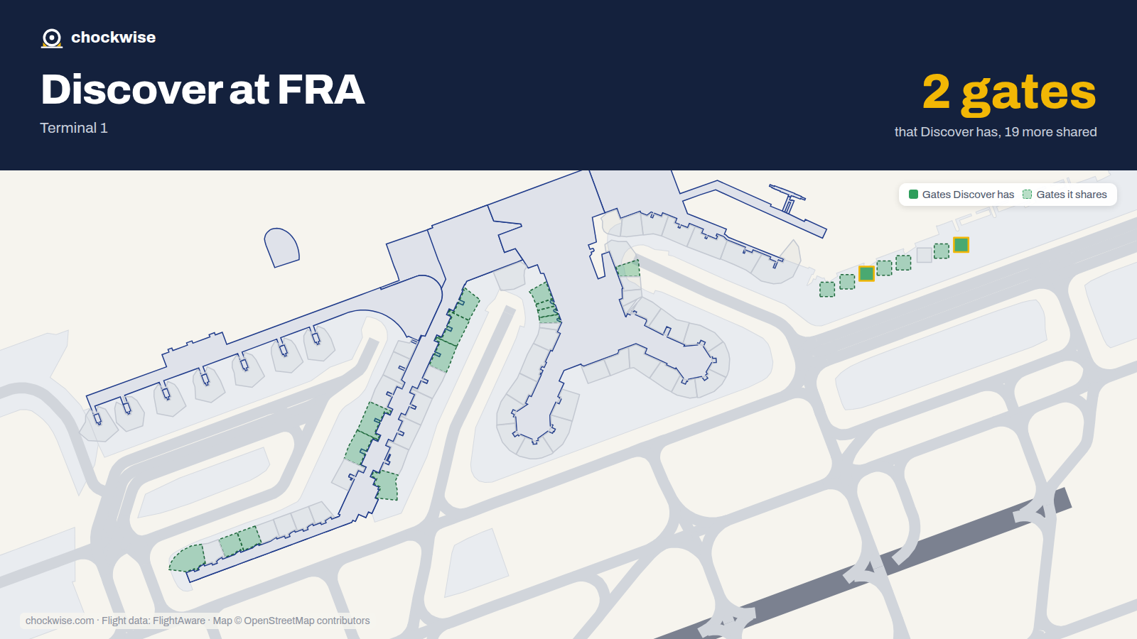 Map of FRA with the gates Discover Airlines uses highlighted: C15 and C20.
