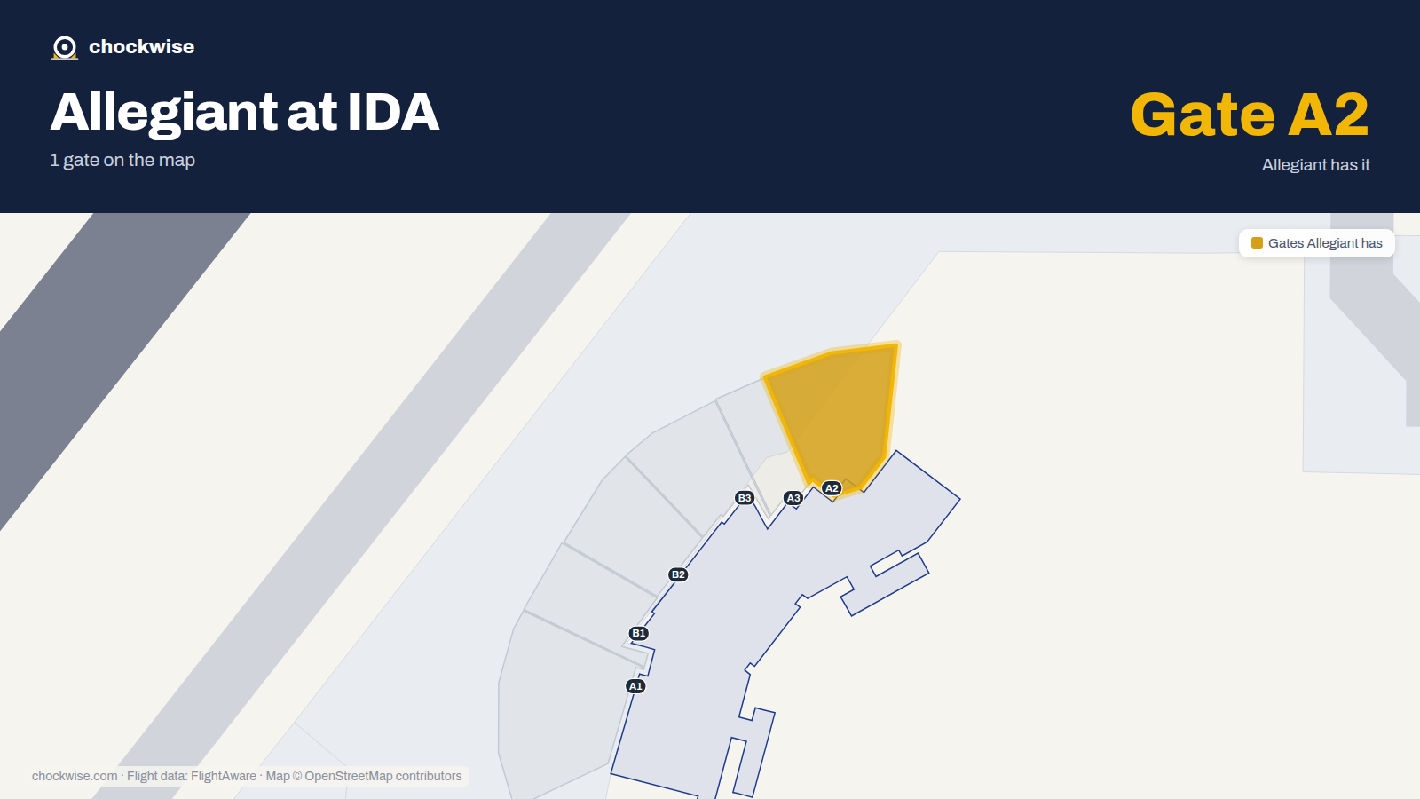 Map of IDA with the gates Allegiant Air uses highlighted: A2.