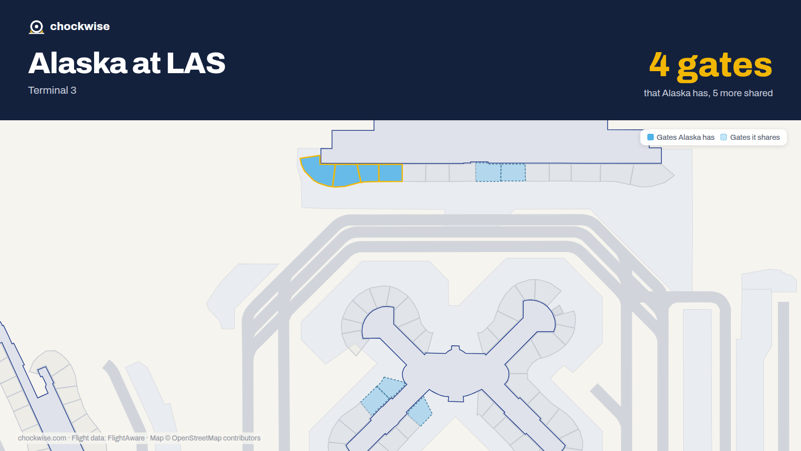 Map of LAS with the gates Alaska Airlines uses highlighted: E11, E12, E14 and E15.