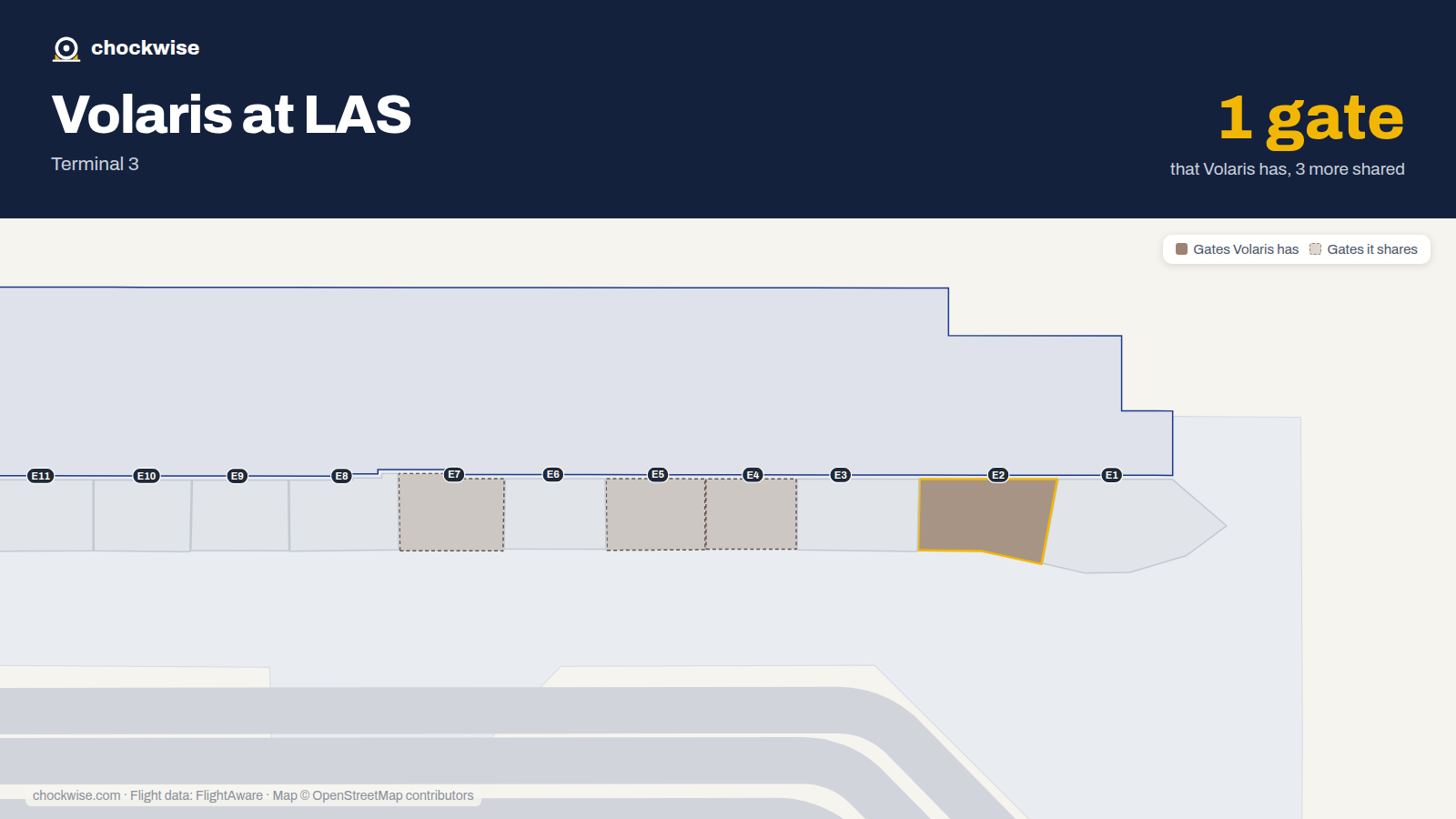 Map of LAS with the gates Volaris uses highlighted: E2.