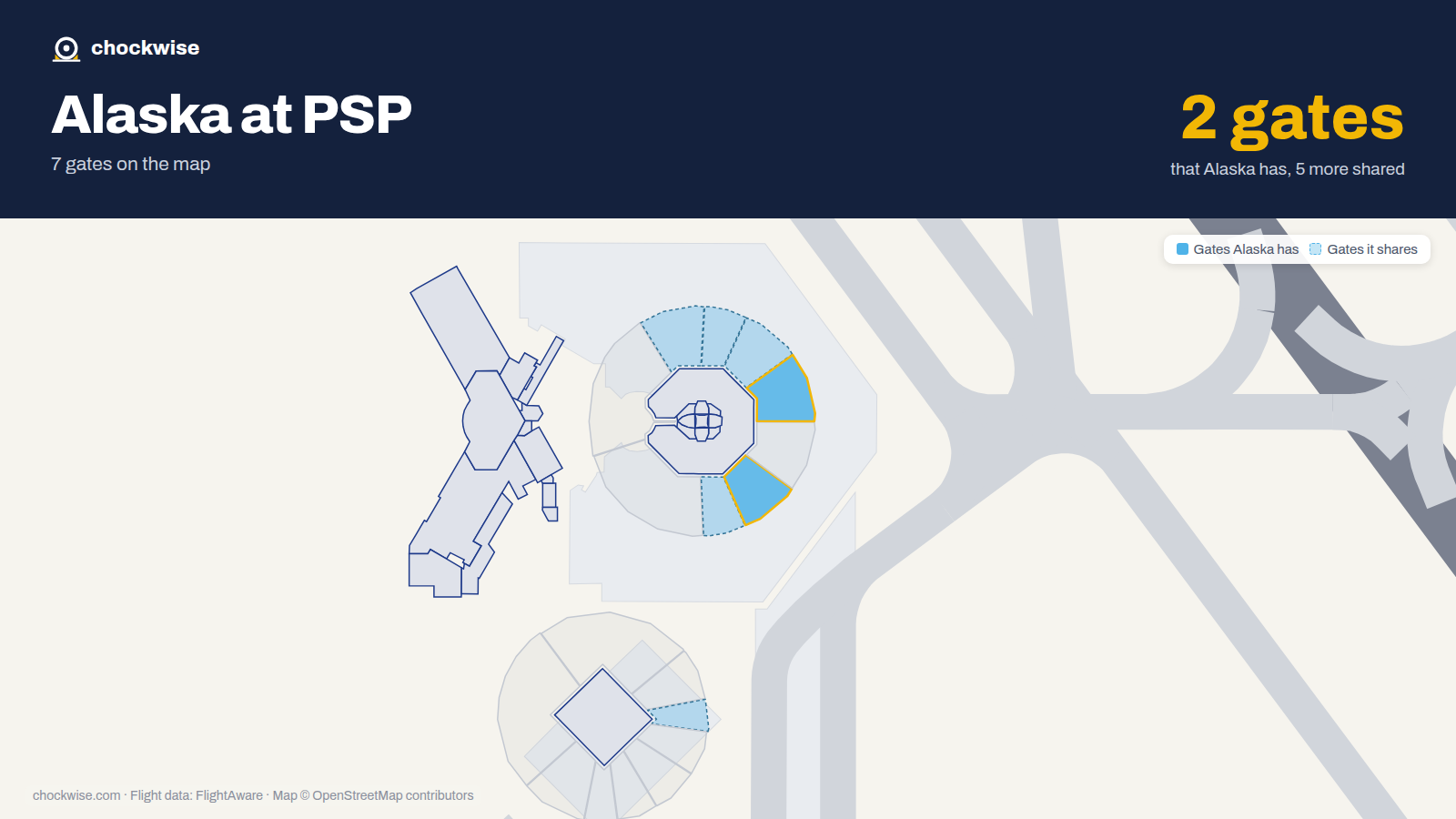 Map of PSP with the gates Alaska Airlines uses highlighted: 8 and 11.
