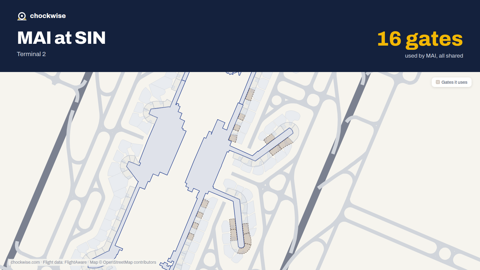 Map of SIN with the gates Myanmar Airways International uses highlighted: E6, E7, E10, E20, E22, E24, E27, F35 and 8 more.