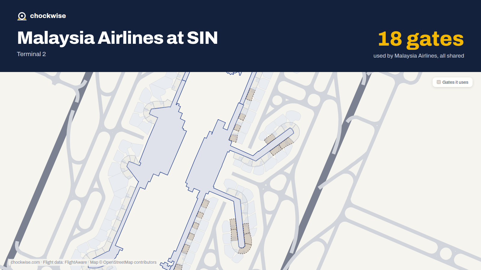 Map of SIN with the gates Malaysia Airlines uses highlighted: E6, E7, E10, E20, E22, E24, E27, F35 and 10 more.