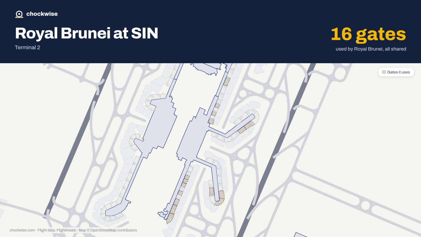 Map of SIN with the gates Royal Brunei Airlines uses highlighted: E6, E7, E20, E22, E24, E28, F36, F37 and 8 more.