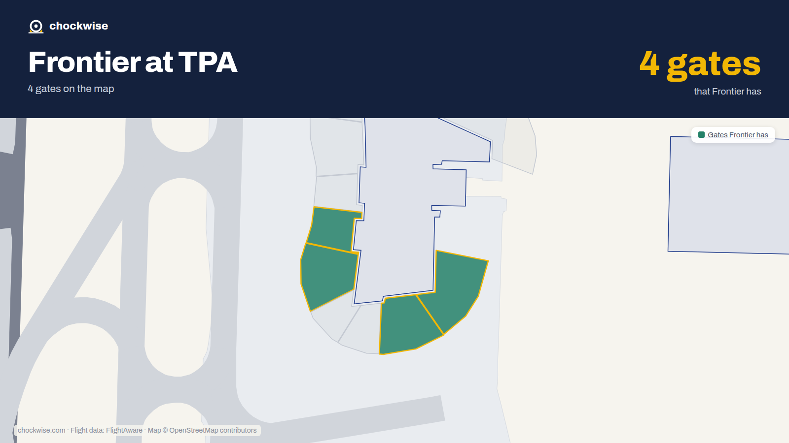 Map of TPA with the gates Frontier Airlines uses highlighted: E70, E71, E74 and E75.