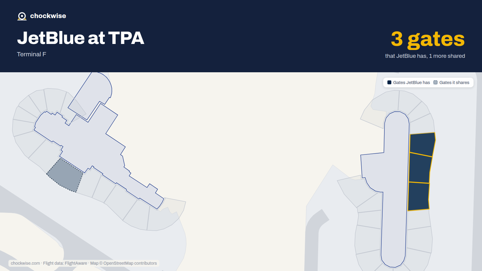 Map of TPA with the gates JetBlue uses highlighted: A11, A12 and A14.